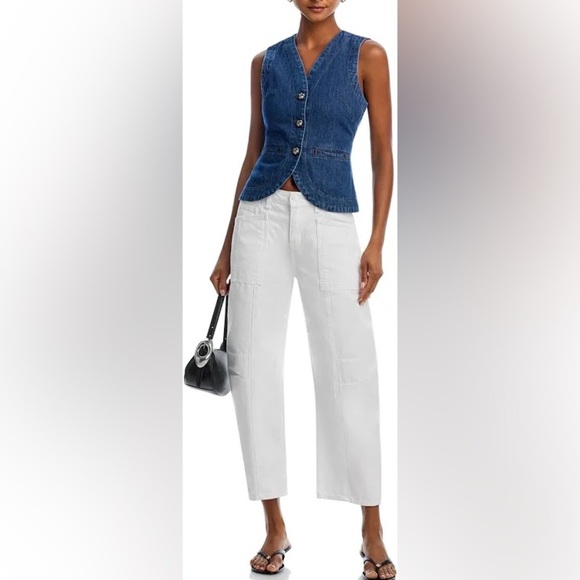 New L’Agence Cody High Waist Barrel Leg Rodeo Jeans Blanc White Sz 26 - Picture 3 of 13